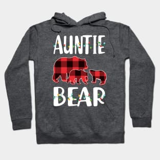 Aunt Bear Red Plaid Christmas Pajama Matching Family Gift Hoodie
